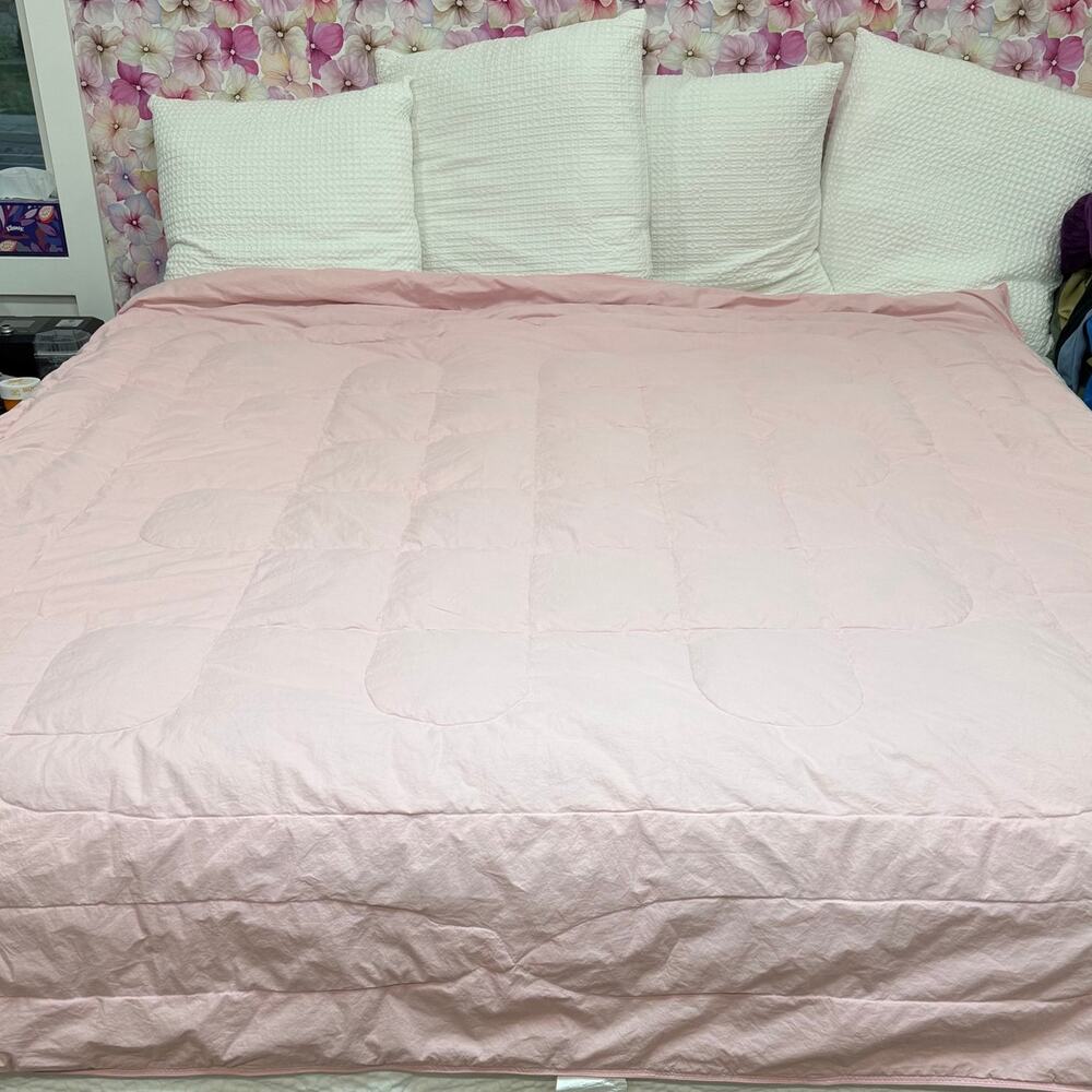 VINTAGE Phoenix Down Pink Goose Down Comforter Cotton Made USA Full Queen Size